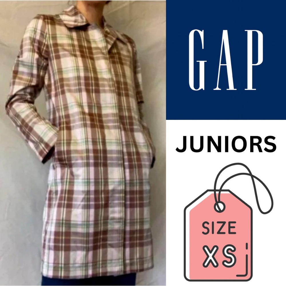 GAP Womens Rain Coat Jacket Y2K Plaid Size XS